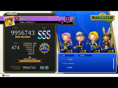 Theatrhythm Final Bar Line : FFV - "Battle 1" - Supreme Difficulty All Critical