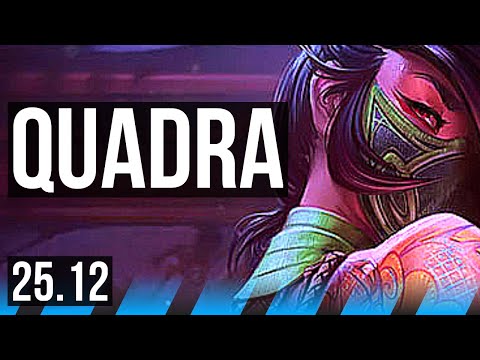 AKALI vs IRELIA (MID) | Quadra, 8/2/4, Godlike | KR Grandmaster | 25.12