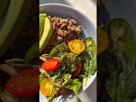 sweet potato bowl, homemade hot honey, balsamic lemon salad #ytshorts #sweetpotato #summerrecipes