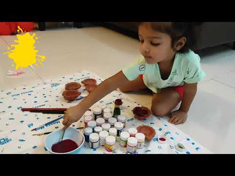 Yashashree learning Diya Painting and Decoration for Kids