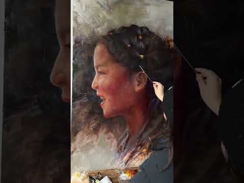 吕欣怿油画作品格桑节后继续#原创作品 #人物肖像 Lv Xinyi's oil painting Gesang will be continued after the festival #Ori