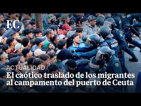 El tenso TRASLADO de los migrantes a los CAMPAMENTOS del puerto de CEUTA