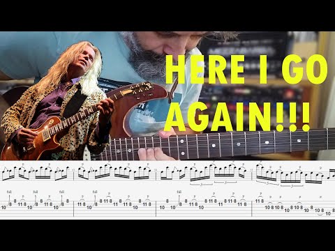 HERE I GO AGAIN / WhiteSnake - Adrian Vandenberg - Guitar Solo Play Through with TAB -
