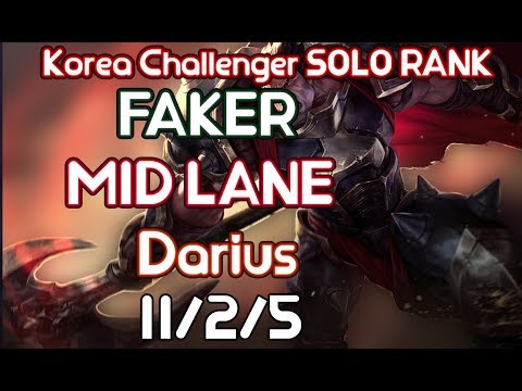 LOL Faker Darius - MID Lane Darisu Hard Carry Challenger SoloQ