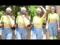 Raai Laxmi In Yoga Outfit Tight Leggings Yellow T Shirt Snapped At Bandra