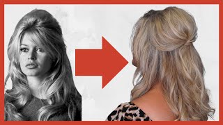 Brigitte Bardot Inspired half up half down hairstyle - Halloween hair tutorial