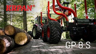 Új KRPAN GP 8 DF erdészeti kiközelítő / rönkszállító pótkocsi 7,6 m daruval
