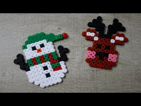 RENNE & BONHOMME DE NEIGE en perles à repasser / Perles Hama