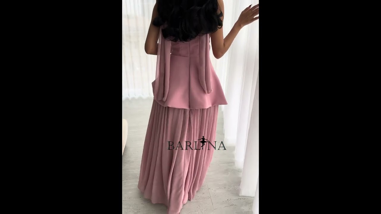 Pink dress with multiple soft pleats - XXL