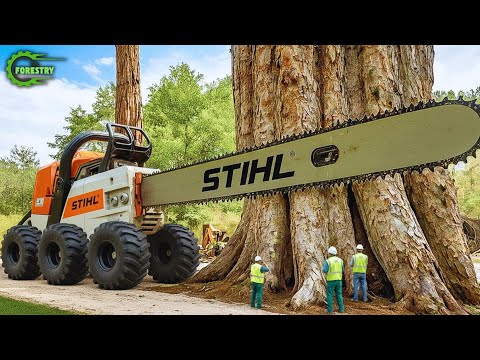 Extreme Dangerous Fastest Big Chainsaw Cutting Tree Machines | Monster Stump Removal Excavator #135