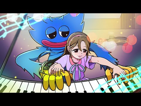 The Pianist Girl and Huggy Wuggy's Tears | Poppy Playtime Animation (Wanna Live) | SLIME CAT