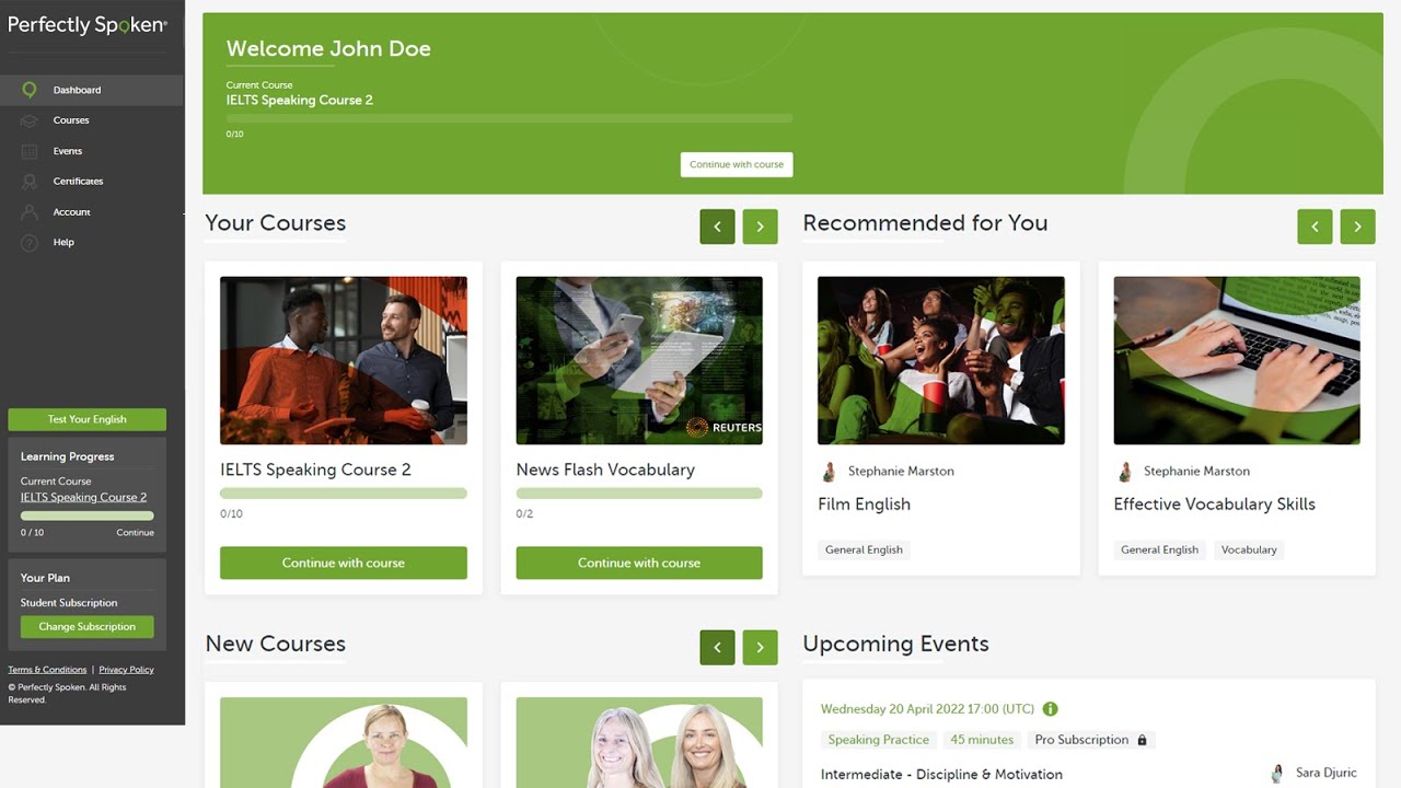 Learn English online with Perfectly Spoken