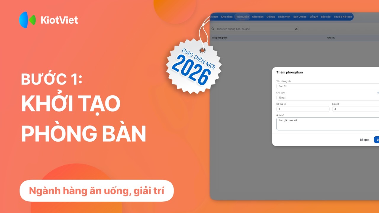 Khởi tạo phòng bàn