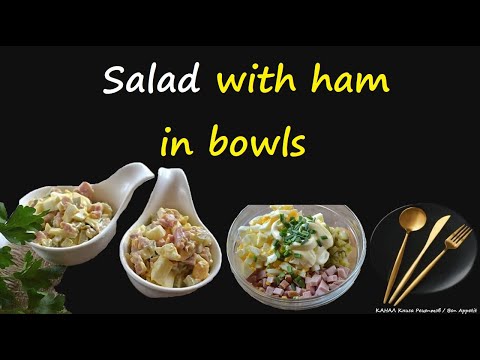 Salad with ham in bowls / Book of recipes / Bon Appetit