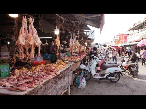 Food Market Morning Scenes - Amazing Street Food At Phsar Prey Tea Market @ Choum Chao