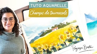 Peindre un champs de tournesols 🌻 | Tuto Aquarelle Paysages Booster