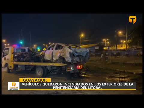 Vehículos quedaron incendiados en los exteriores de la Penitenciaría del Litoral