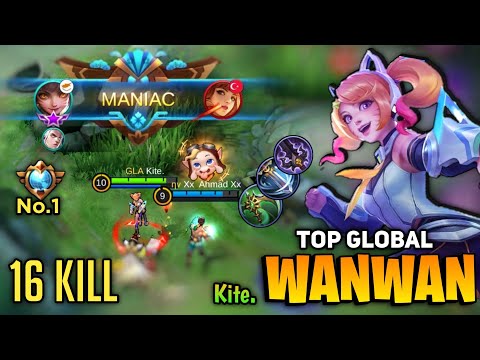 MANIAC 16 Kills! Wanwan Goldlane Gameplay [ Top Global Wanwan Best Build 2021 ] By Kite. - MLBB