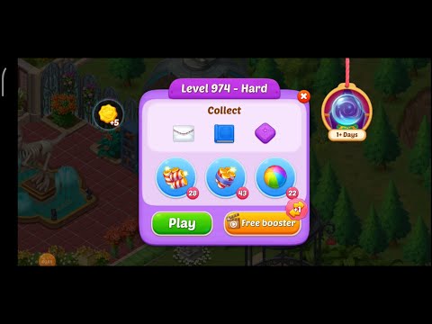 Matchington Mansion Level 974 - Hard Level - My No Booster Level / iOS/Android
