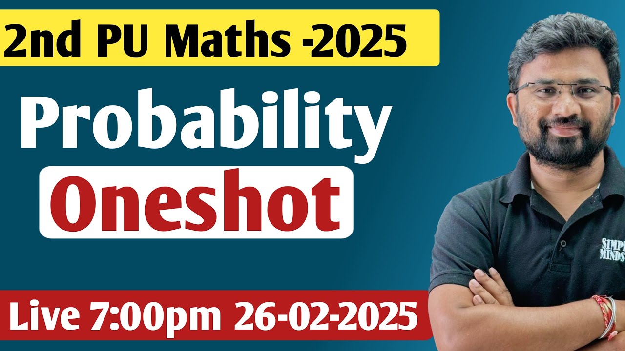 Probability in Oneshot | 2nd PU Mathematics Exam 2025  | Probability Important Questions