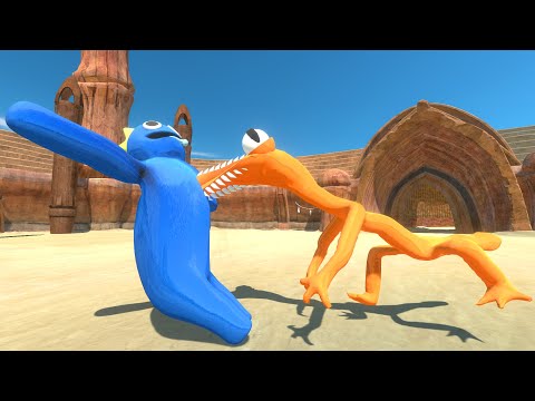 Rainbow Friends Blue vs Rainbow Friends Orange - Animal Revolt Battle Simulator