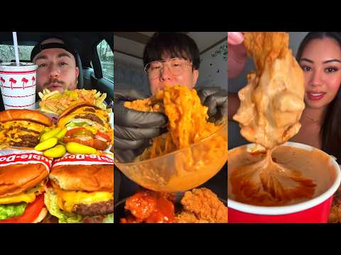 TIKTOK Mukbang Compilation | In-N-Out, KFC, Cane's, Wingstop, Chipotle & More!