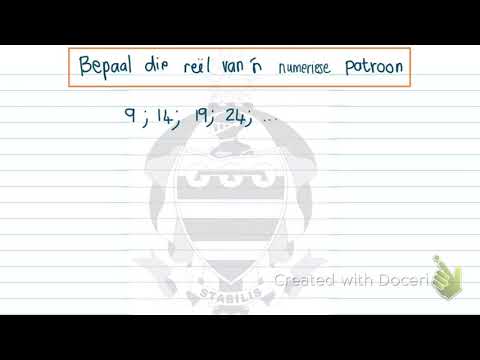 Bepaal die reël van n numeriese patroon graad 8 wiskunde