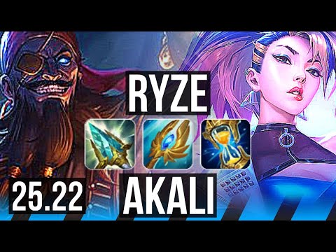 RYZE vs AKALI (MID) | KR Challenger | 25.22