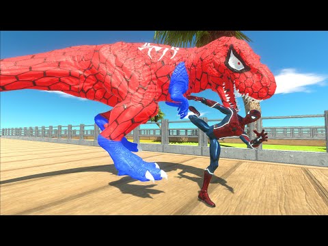 SPIDER MAN MARVEL vs SPIDER T-REX OASIS DEATH RUN - Animal Revolt Battle Simulator
