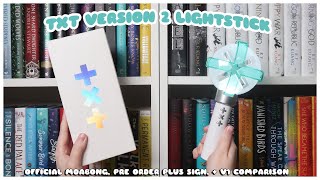 ✨ unboxing txt 투모로우바이투게더 official lightstick version 2 + plus sign pob | v1 + v2 moabong comparisons