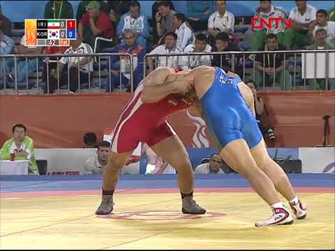 Reza Yazdani رضا یزدانی VS Kim Jae-gang 김재강 2010 Asian Games Wrestling Men's Freestyle 96kg SF