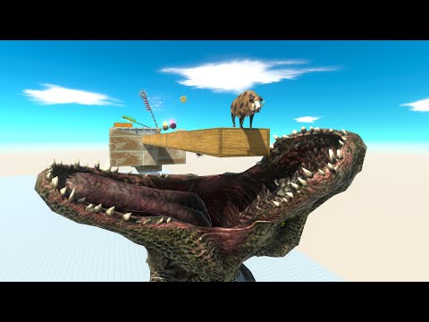 ALL UNITI vs EXTREME PARKOUR DEADLY BRIDGE + T-REX Giant Mouth - ARBS
