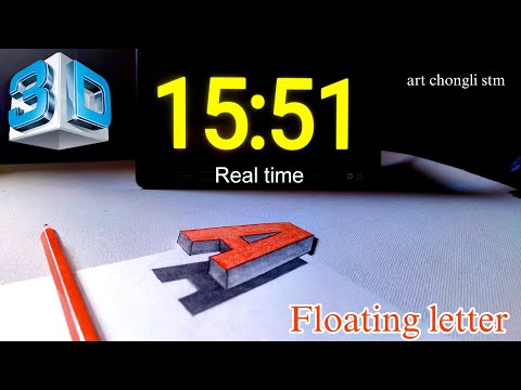 Very Easy!! How To Draw 3D Floating Letter "A" #2 - Anamorphic Illusion - 3D Trick Art on paper