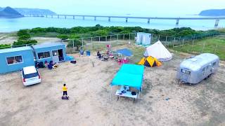 角島大橋でキャンプ。ウニ取りと水上自転車で楽しんだは（山口・下関）