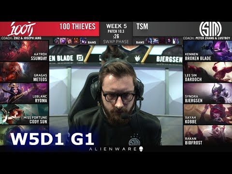 100 Thieves vs TSM | Week 5 Day 1 S10 LCS Spring 2020 | 100 vs TSM W5D1