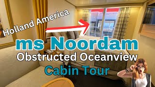 Holland America Noordam Obstructed Ocean View Cabin Tour