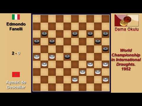 Ayméri de Descallar (MAR) - Edmondo Fanelli (ITA). Draughts World Championship. 1952.