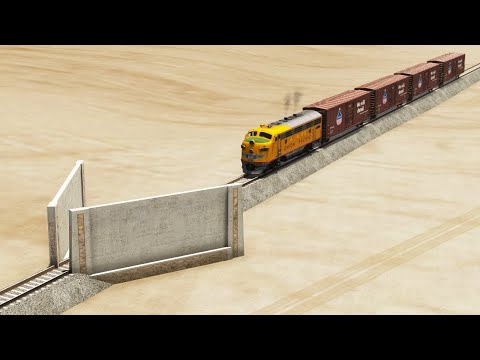 Impossible Weird Narrow Wall Vs Trains Crossing  - BeamNG.Drive
