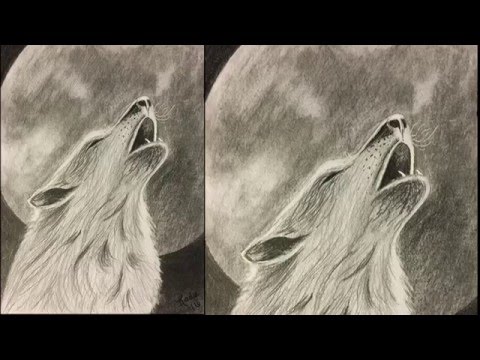 Wolf Howling at Moon Drawing Tutorial