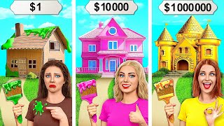 One Colored House Challenge  Rich vs Broke vs Giga