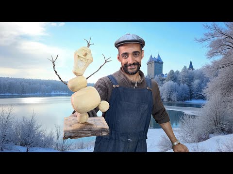 Turning a Chunk of Wood into Olaf from Frozen! 🔨✨