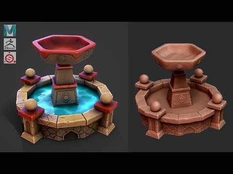 Autodesk Maya 2019, Zbrush, Substance Painter - Stylized Fountain