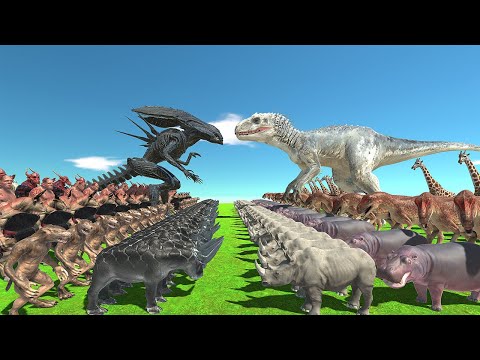 Indominus Rex vs Xenomorph Fight - Animal Revolt Battle Simulator
