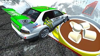 Beamng drive - Open Bridge Crashes over Giant HOT CHOCOLATE Milk Cup #5