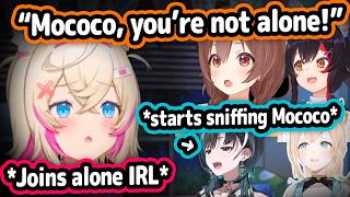 Mococo Joins Korone's Stream Alone IRL and HoloJP Immediately Starts Doting On Her【Hololive】