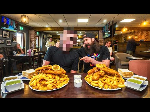 I ATTEMPTED A HUGE FISH & CHIPS CHALLENGE WITH A PREMIER LEAGUE FOOTBALLER! | BeardMeatsFood