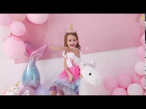 Girls Unicorn Tutu Dress Kids Sequined Princess Vestido Girls Birthday Party Dress