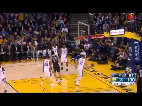 Stephen Curry CUTEST Pass-to-Himself 3 Points! vs Grizzlies (2017.12.30)