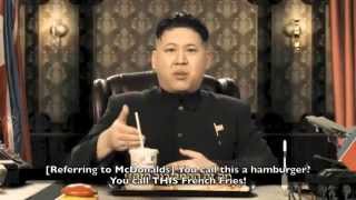 Kim Jong Un 김정은 金正恩 impersonator/lookalike eats McDonalds' Hamburger & nukes the USA !