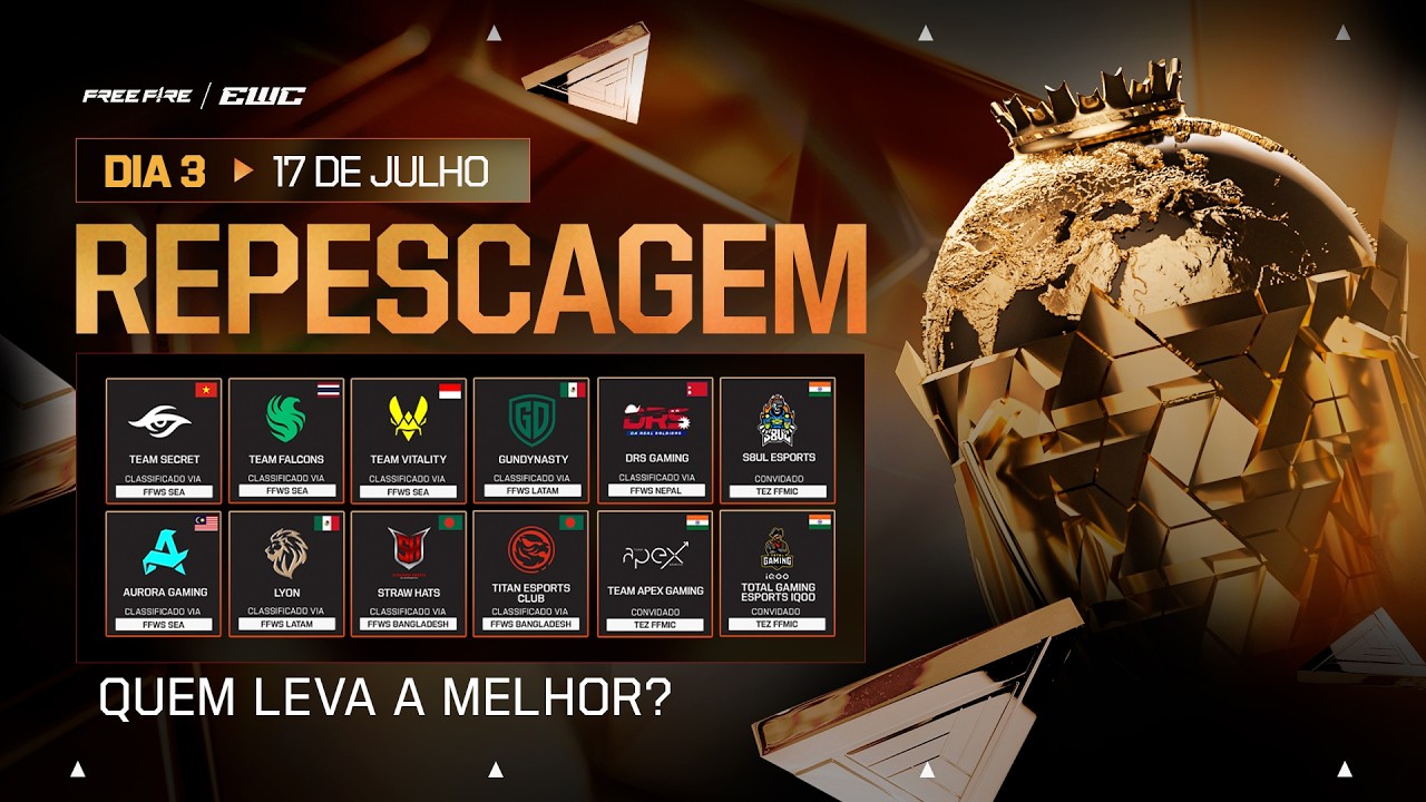 COMPLETO: FREE FIRE NA COPA DO MUNDO DE ESPORTS - EWC 🏆 REPESCAGEM